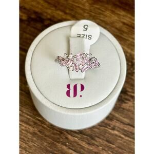 Bomb Party RBP5951 Scattered Jewels Rose Quartz Cubic Zirconia Rhodium Size 5